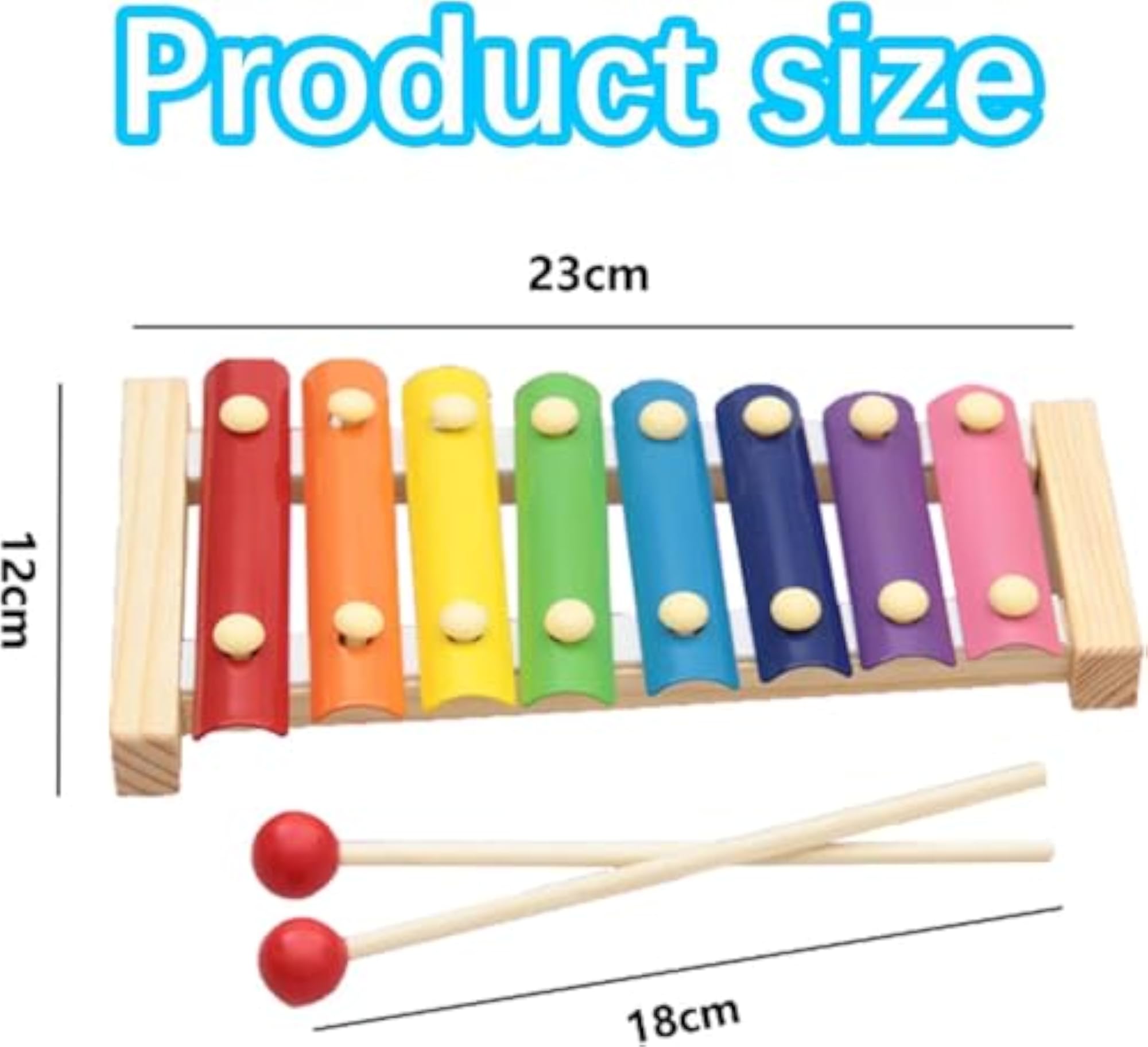 Wooden Xylophone for 8 Colorful Notes